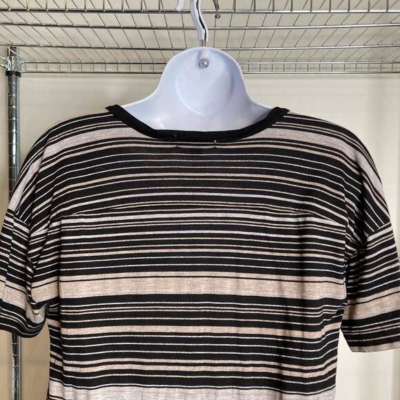 Standard James Perse Women’s Striped Black V Neck Top Size 3 Large Casual Soft - Picture 10 of 11